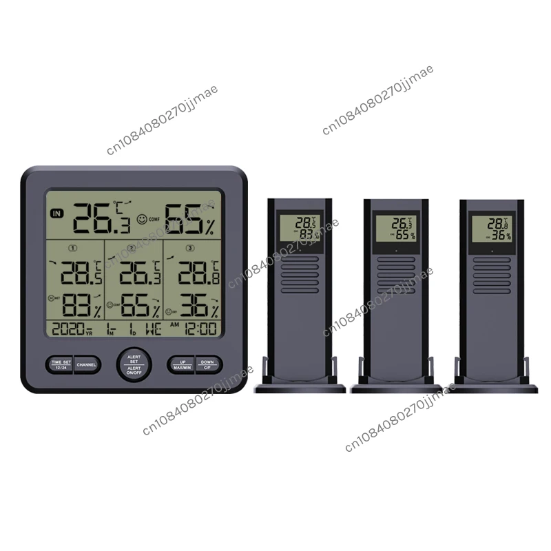 One-in-three functions wireless hygrograph indoor and outdoor high precision with color alarm thermometer