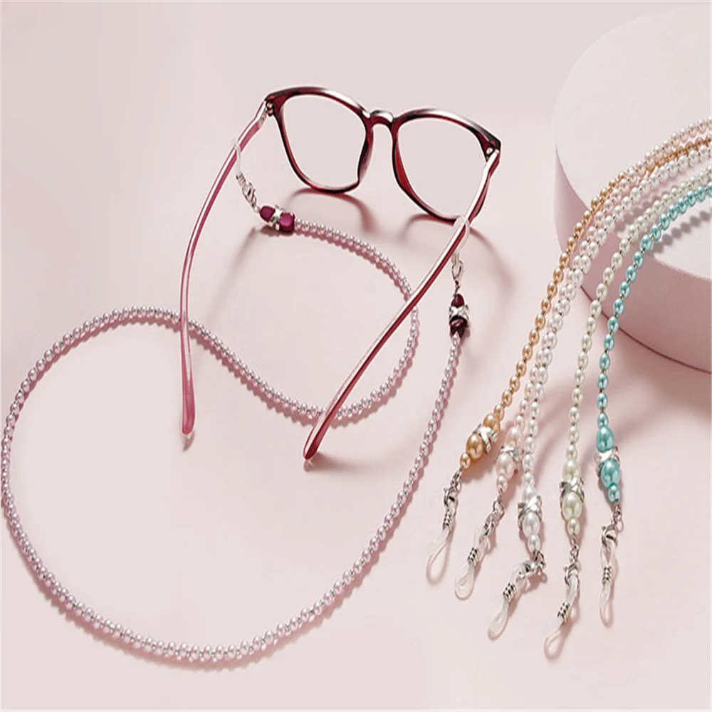 Fast Drop Shipping Handmade Pearl Eyeglass Chain Lanyard Reading Glasses Eyeglasses Cord Holder Rope Non-Slip Mask Lanyard