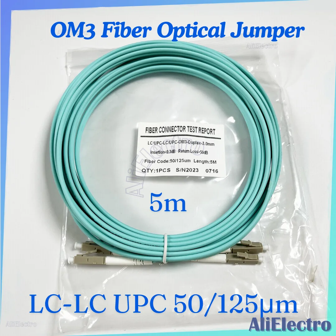 

10Pcs/Lot 5M LC UPC Multi-Mode OM3 Cable 2.0Mm Multimode Duplex 50/125μm LC UPC Fiber Optical Jumper Patch Cord