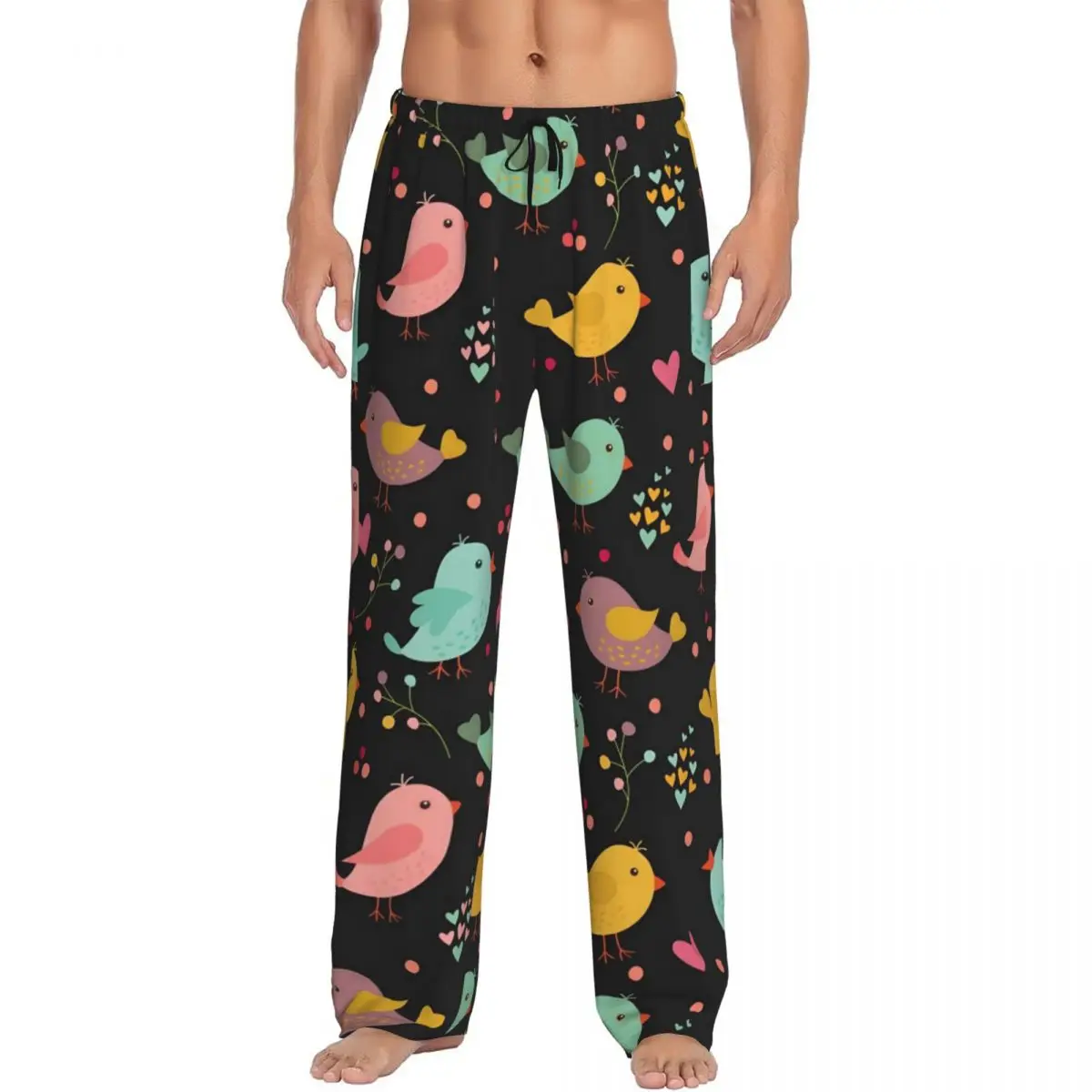 

Custom Parrot Bird Pajama Pants Men Cute Parrot Lounge Sleep Stretch Sleepwear Bottoms with Pockets