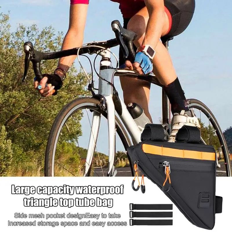 Frame Bag Triangle Bag Large Capacity Waterproof Top Tube Bikes Bag Stable Frame Bag Multi-Opening Design Triangle Bag For Road