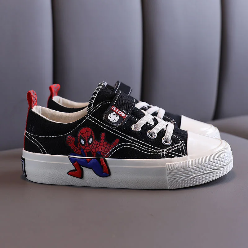 Boys Sport Shoes Fashion Spiderman Cartoon Children\'s Canvas Hook on-slip Student Shoes Kids Outdoor Shoes Casual Shoes Disney