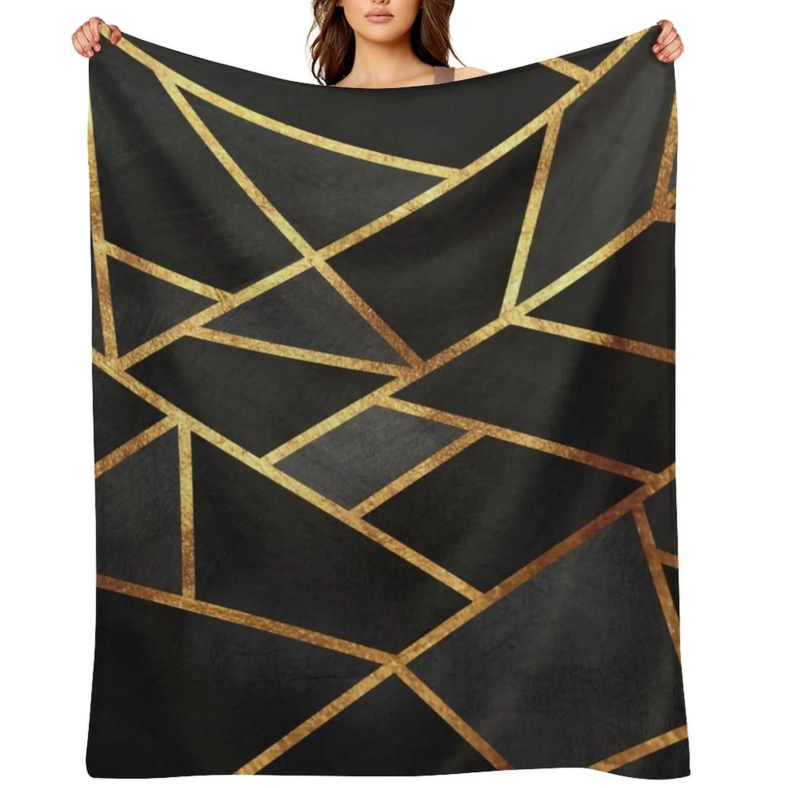 

Black Gold Stone Geometric Throw Blanket Decorative Sofa Custom warm for winter Blankets For Sofas Blankets