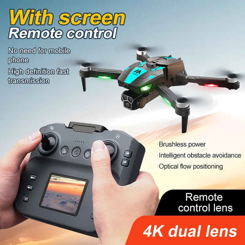 Новый дрон M5S с двойной камерой, воздушный автомобиль с экраном, управление предотвращением препятствий, бесщеточный пульт дистанционного управления, самолет-сюрприз, подарок