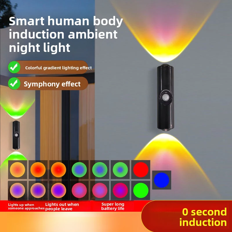 

Набор из 3-х RGB-светильников ShinyYing с датчиком движения, беспроводные магнитные настенные лампы, 3-цветные перезаряжаемые светодиодные светильники для прикроватной тумбочки и лестницы