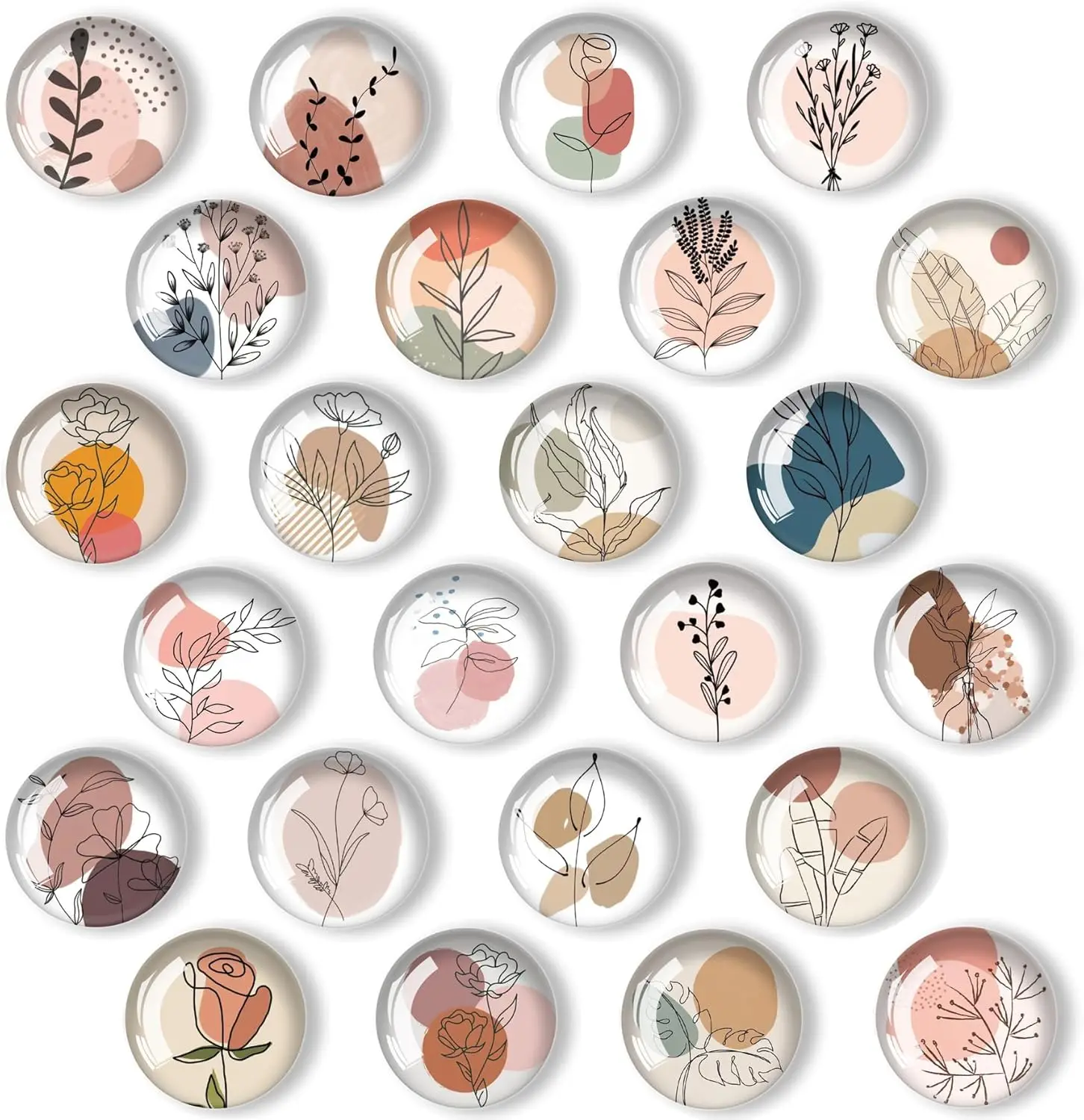 

24 Pcs 1.2 in Round Glass Boho Refrigerator Magnets - Strong & Scratch-Resistant for Fridge,Locker,Office & Kitchen Deco