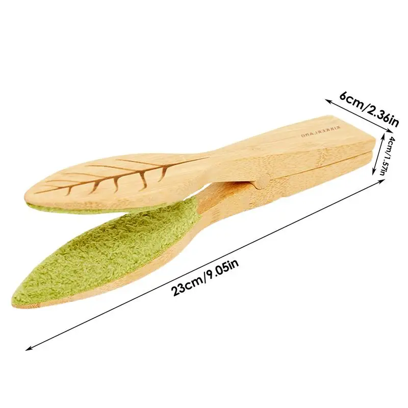 Plant Leaf Cleaning Tongs Garden Yard Wooden Leaf Cleaning Tool Portable Handheld Leaf Cleaning Brush Clip Lint Cleaning Tool