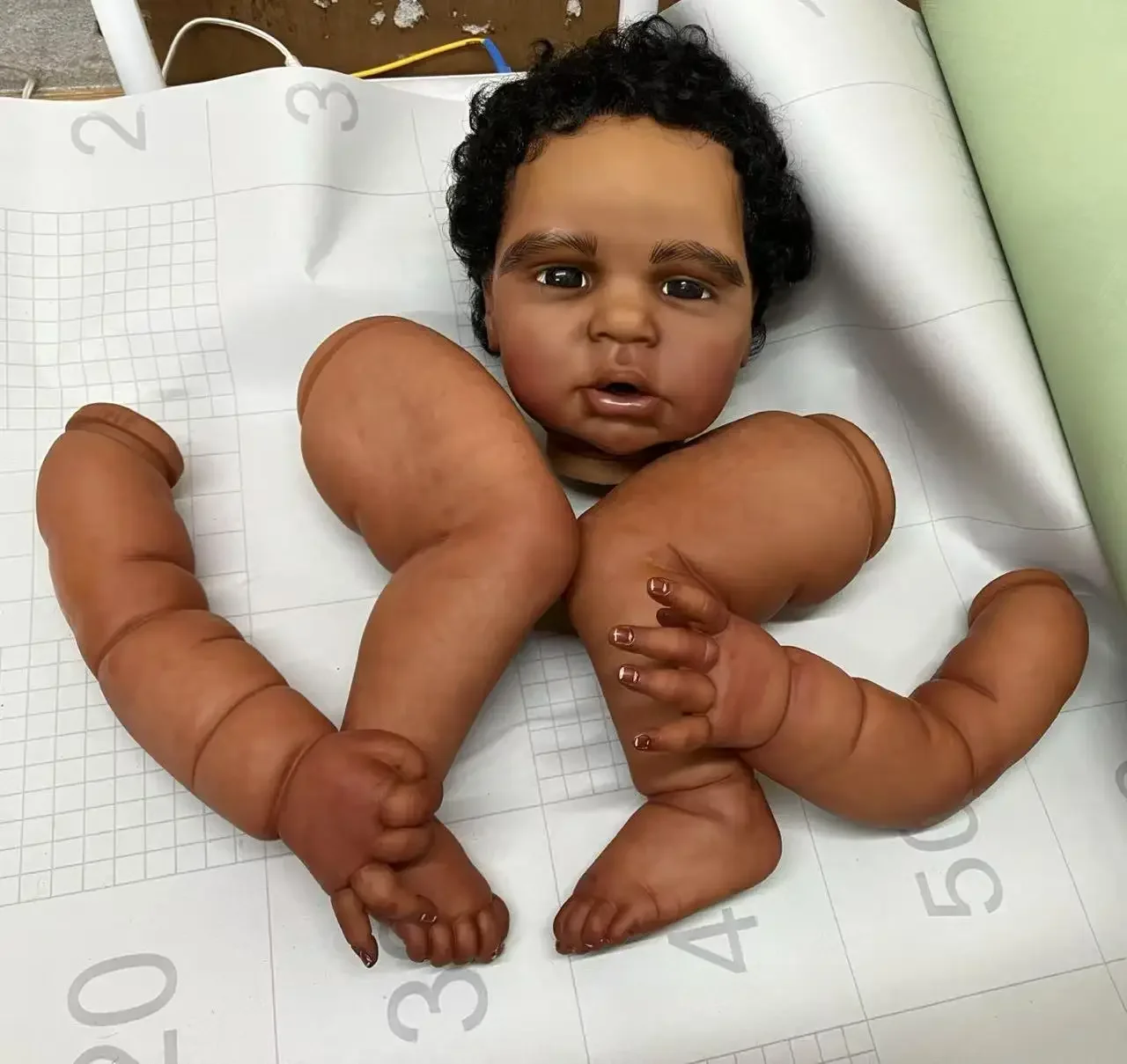 

DLS Customized Limited Supply 28inch Reborn Baby Margot With Hand-Rooted Hair DIY Part Painted Kit Dark Skin African Skin