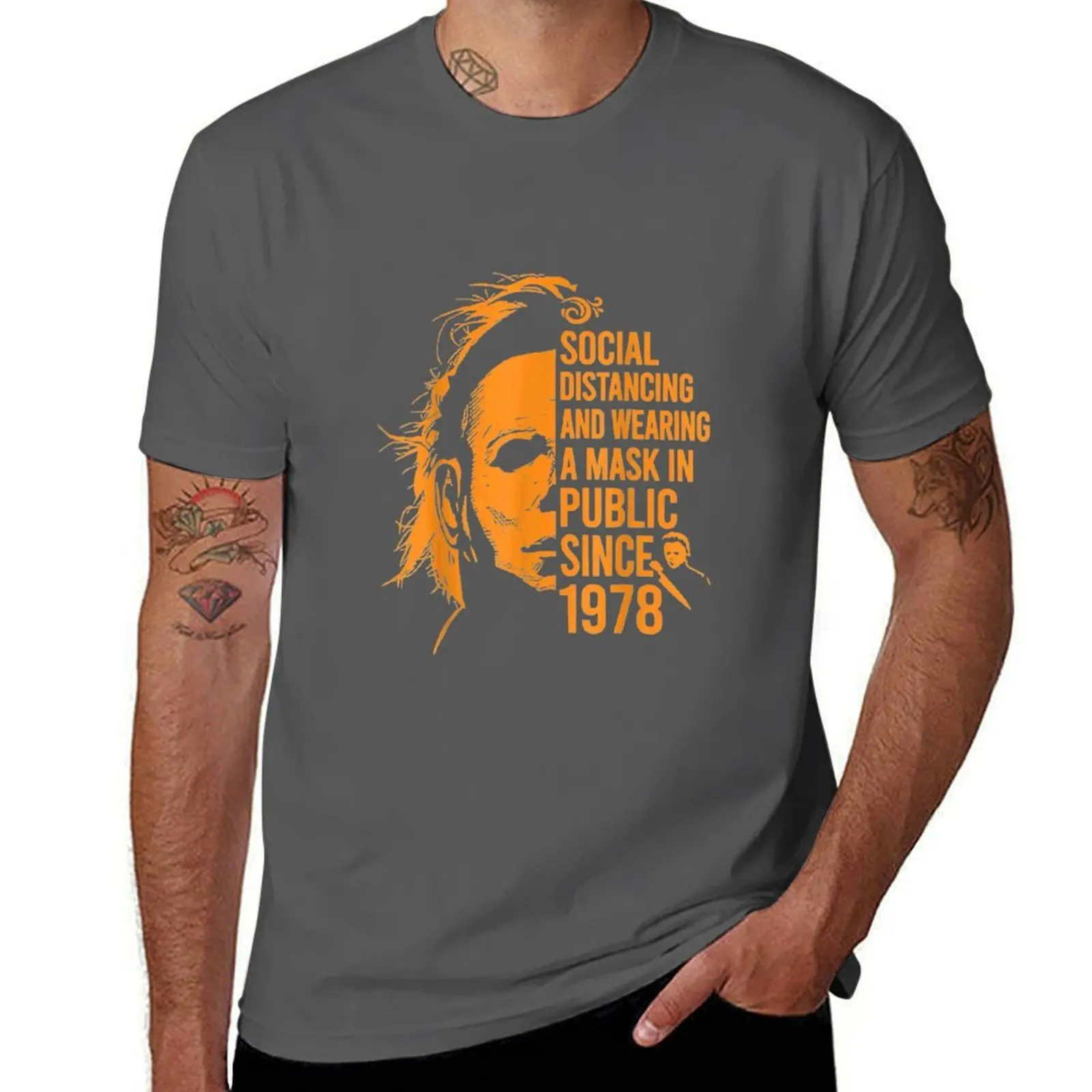 Social Distancing And Wearing A Mask In Public Since 1978 T-Shirt Big and Tall Solid Color T-Shirt