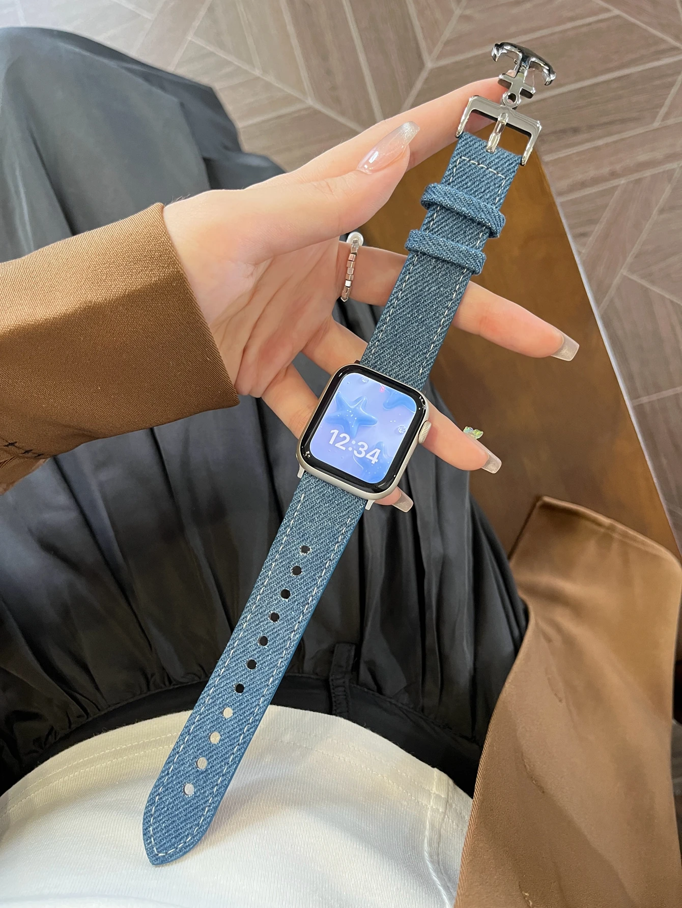 여성용 애플 워치 밴드, 울트라 10, 9, 8, 7, 6, 5, 4, 3, 2, SE, 38mm, 40mm, 41mm, 42mm, 44mm, 45mm, 46mm 가죽 루프