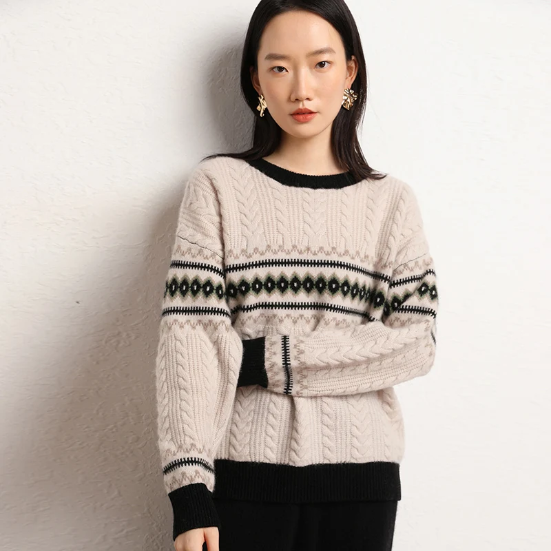 Loose Style 100% Cashmere Knitted Pullovers O-Neck Sweaters Women Soft High Quality Ladies Jumpers Clothes SWS02