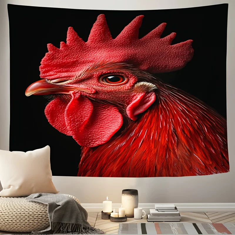 Close-up of a rooster's head Digital printing polyester wall hanging tapestry decorative Living room bedrooms background gift