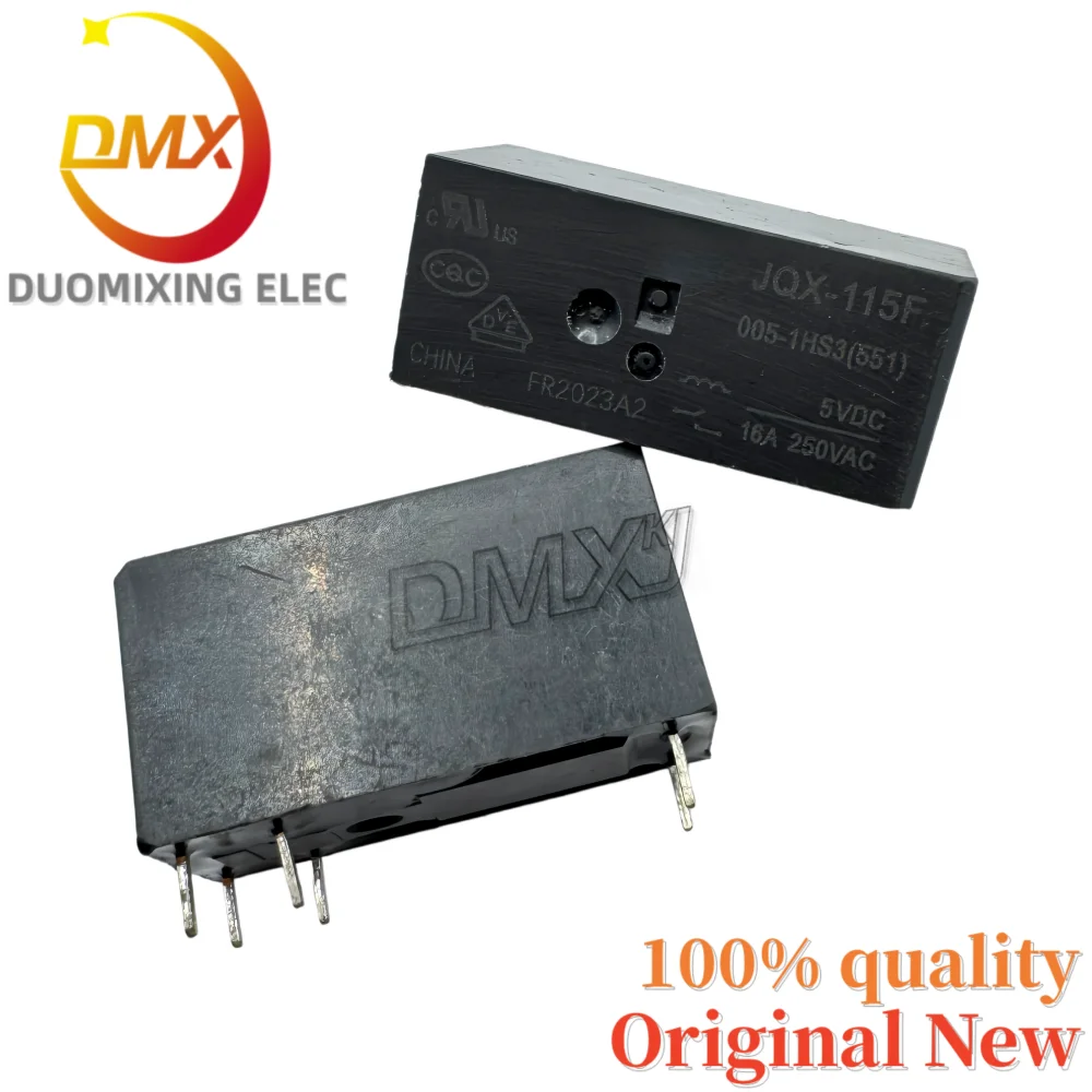 5PCS/LOT 100%New relay JQX-115F 005-1HS3(551) 6-pin 5VDC 16A 250VAC A group of normally open