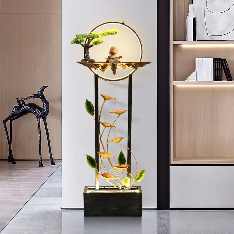 Floor-to-ceiling Water Curtain Wall Light Luxury Living Room TV Cabinet Large Flowing Circulation Ornament