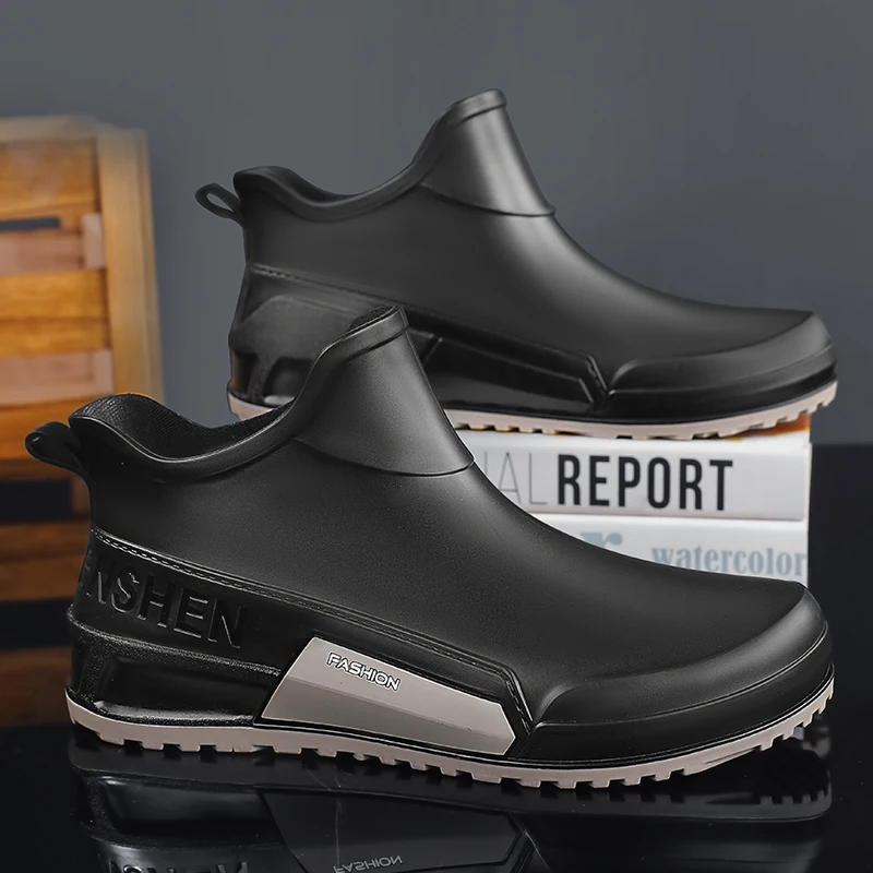 

Низкие водонепроницаемые ботинки для мужчин и женщин, стильные уличные сапоги для рыбалки, мужские дождевые ботинки