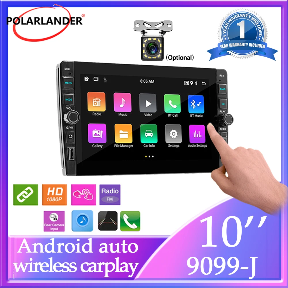 

1+32G Android Car GPS Navigation - 9/10 Inch Wireless CarPlay Android Auto 9099-J Reversing Image 60W*4