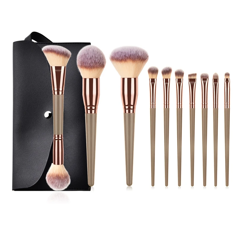 10 pcs/Set Bicolor gradietn easy to clean multi-function brush kit with support custom logo packages