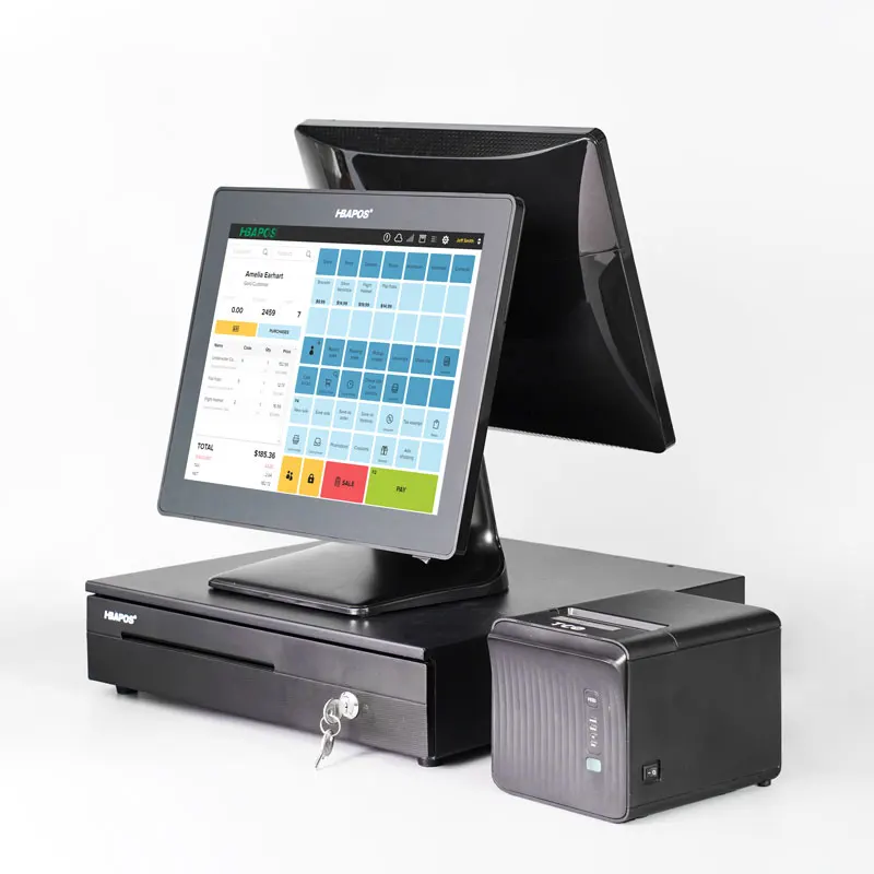 Wholesale 15 Inch Pos Ternimal Dual Display Retail Cash Register Pos Machines Touch Screen All In One Pos System for Store