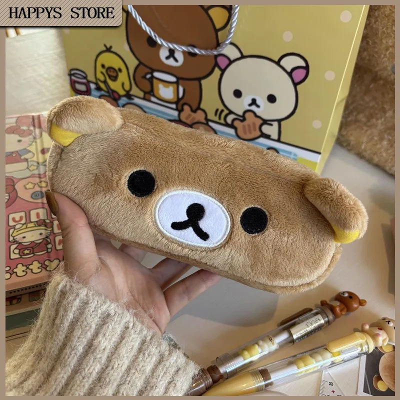 Kawaii Cute Rilakkuma Cartoon Pencil Cases For Kids Girls Cartoon Bear Pencil Pouch Pen Bag School Stationeries Gifts