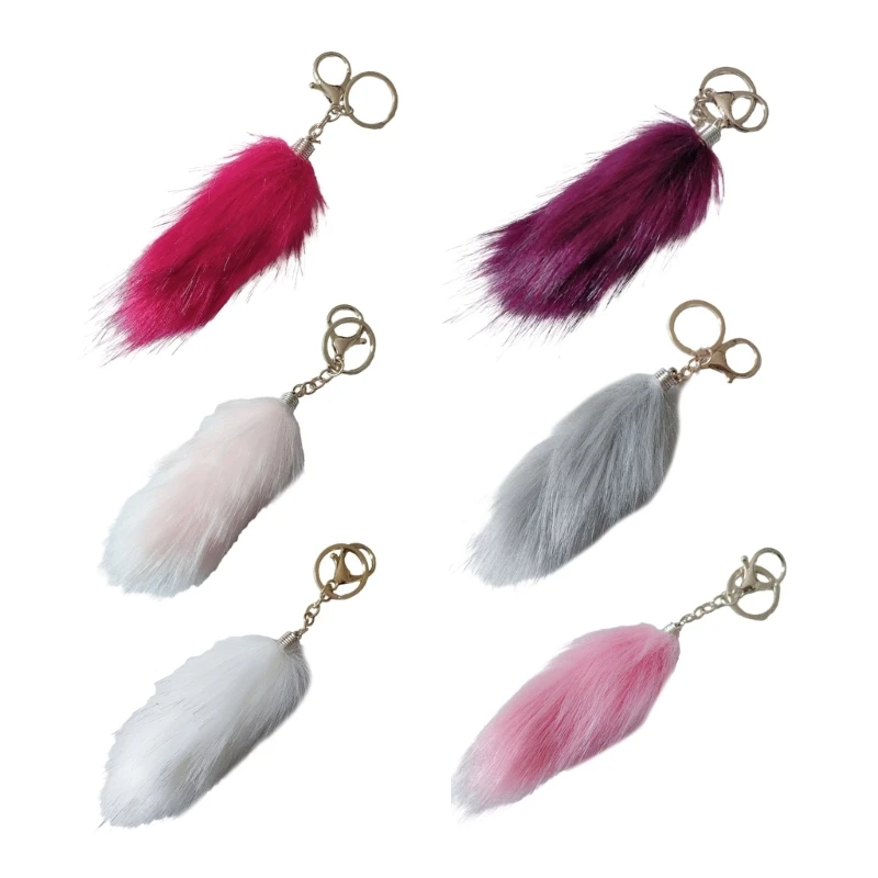 Foxes Furs Tail Tassels Keychain Fashion Pendant Charm Keychain Purse Bag Decoration Hanging Ornaments for Girls Women