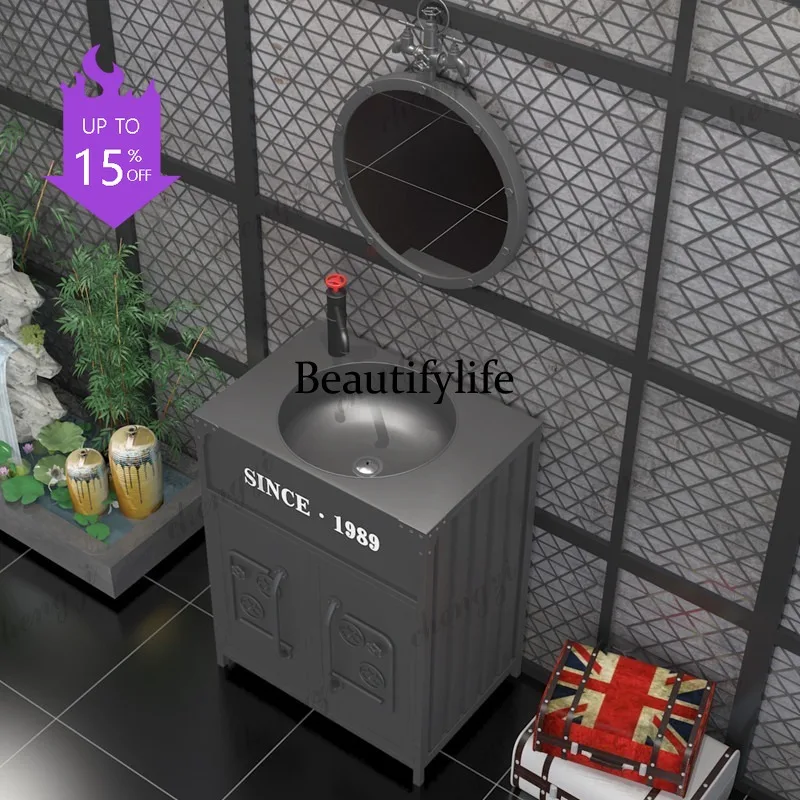 03 Industrial Style Creative Bar Integrated Retro Container Restaurant Bathroom Wash Table Color Wash Sink