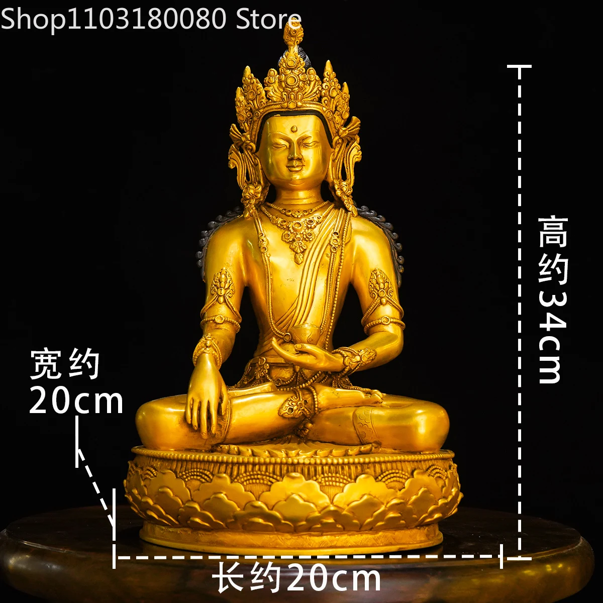 34cm Copper gilding 14th to the 16th century Sakyamuni Buddha of Mongolia statue sculpture