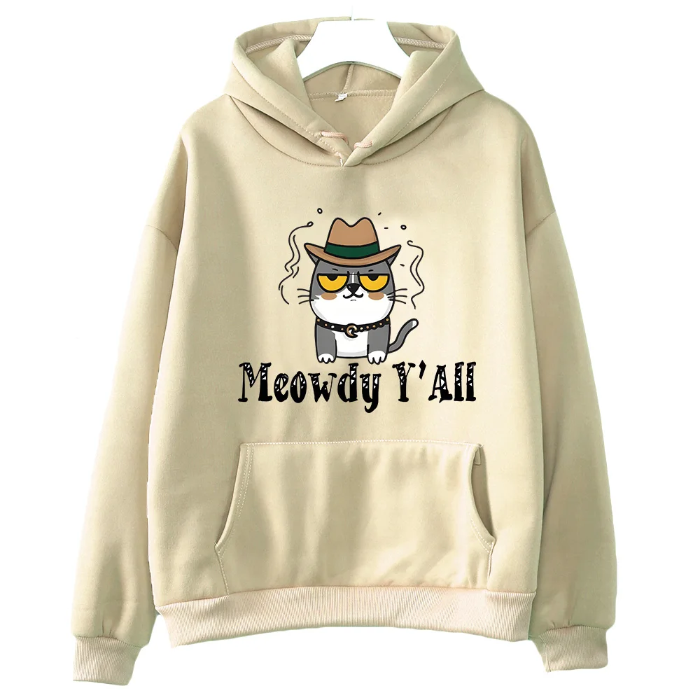 

Meowdy Cat Hoodie Long Sleeve Fashion Kawaii Sweatshirt With Pocket Harajuku Cartoon Clothing Sudaderas Con Capucha Casual Hoody