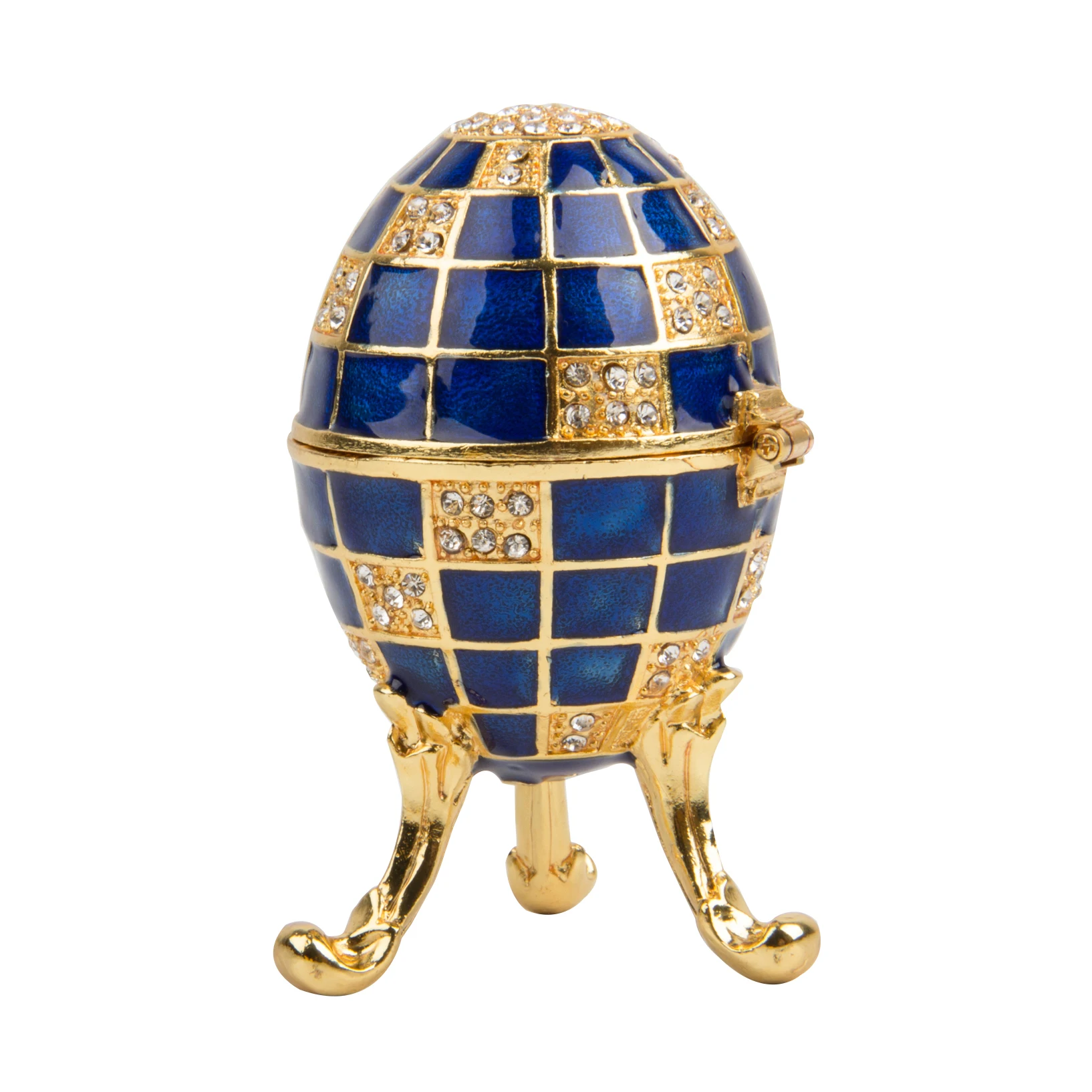 QIFU White Blue Lattice Faberge Egg Style Home Decor