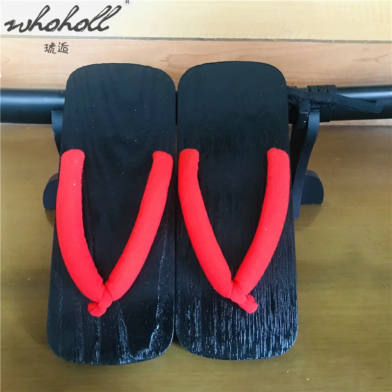 Whoholl geta verão chinelos interior homem mulher unisex flip flops japonês tamancos de madeira inuyasha kikyo cospaly trajes sapatos