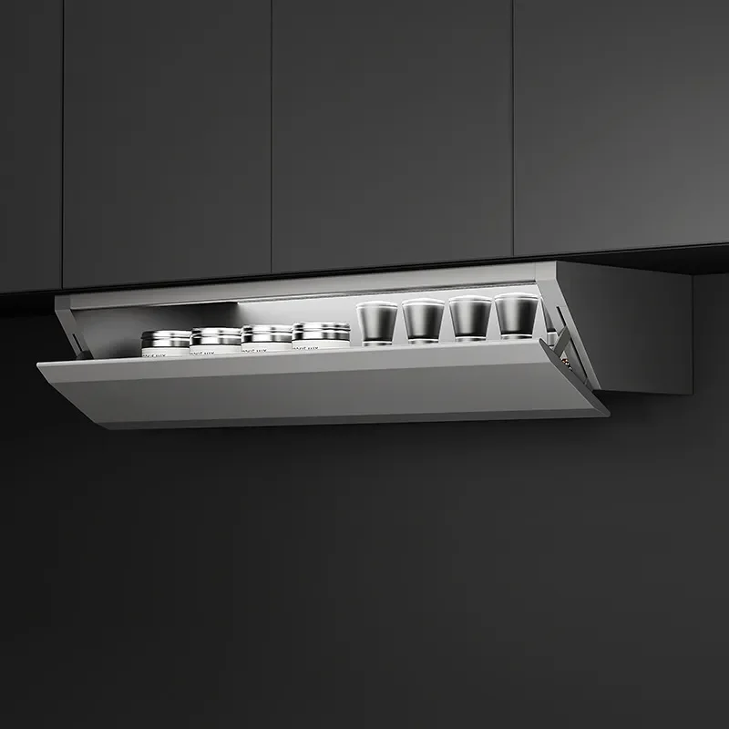 Wall cabinet pull-down rack double-layer folding telescopic preparation artifact dishes condiments storage rack pull basket