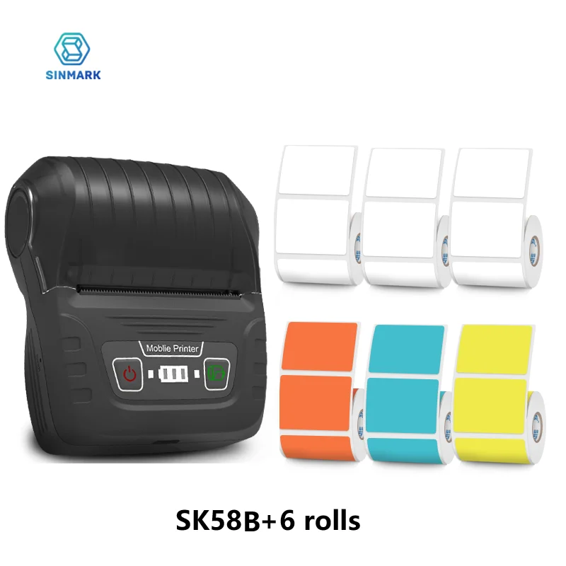 

SINMARK Portable Thermal Printer With 6 Rolls Label Printer Self-adhesive Labels Printer Mini Bluetooth Sticker Maker