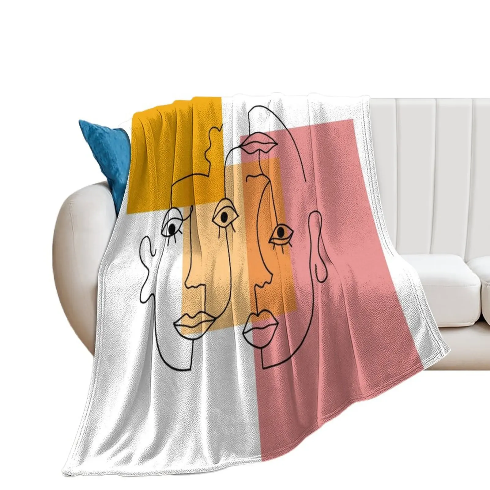 

COLOR BLOCK LINE FACES Throw Blanket for babies Kid'S christmas gifts Sofa Quilt Blankets