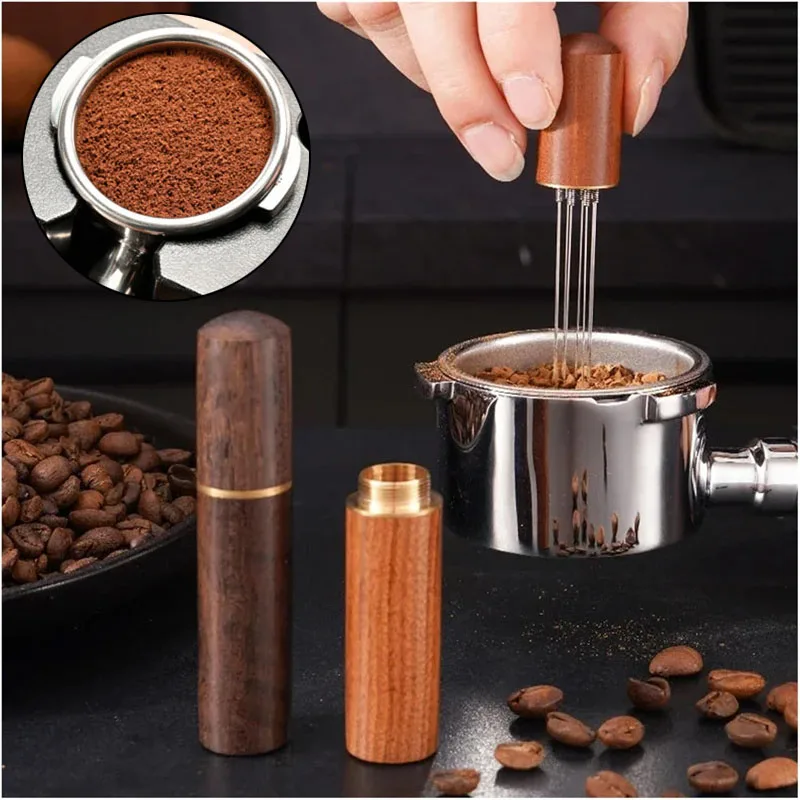 Espresso-Kaffeerührer Verteilernadel Edelstahl-Kaffeepulver-Tamper mit 6 Nadeln Kaffeerührstab Barista-Zubehör
