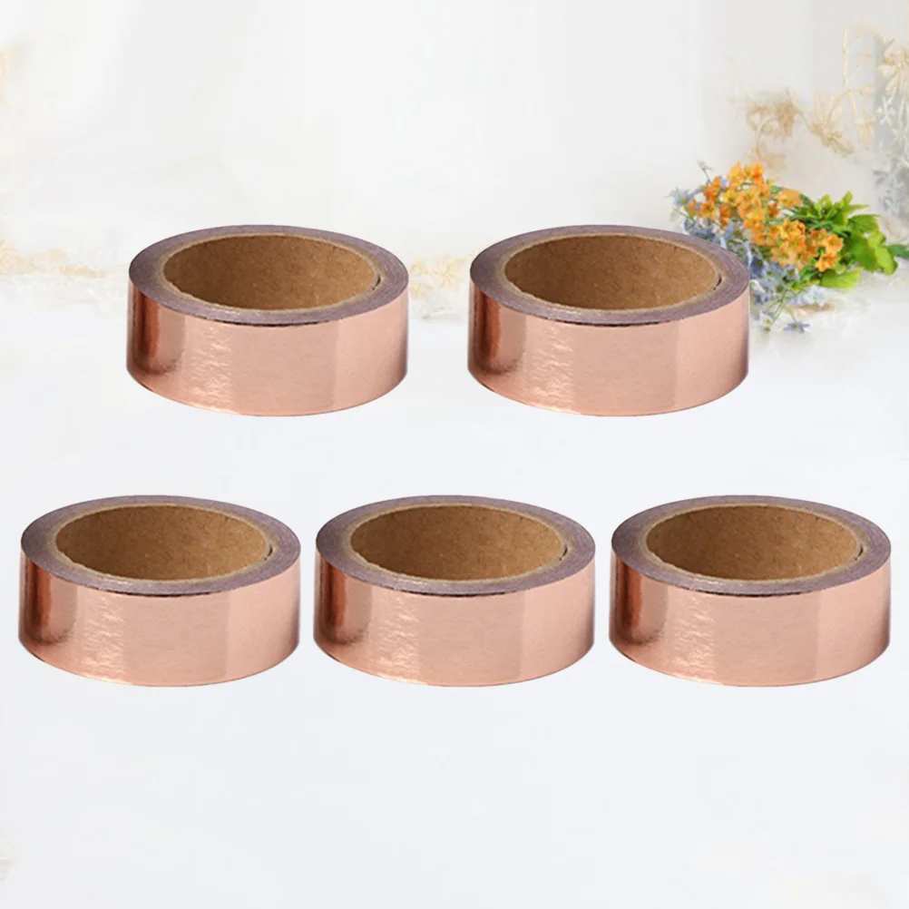 5pcs Gold Decorative Paper For Diy Gift Wrapping Scrapbook Masking Tape Set Planner Masking Tape Craft Supplies