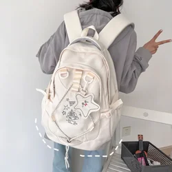 Mochilas rosas de gran capacidad, bolso de diseñador de lujo para mujer, mochilas escolares Oxford con cremallera, bolso de hombro coreano impermeable bordado