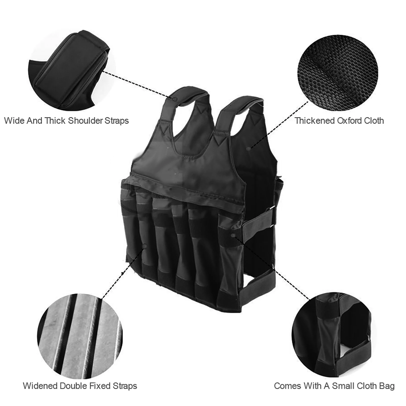 

50KG Maximum Loading Empty Adjustable Weight Vest - Universal Fitness Workout Vest for Home Gym Training