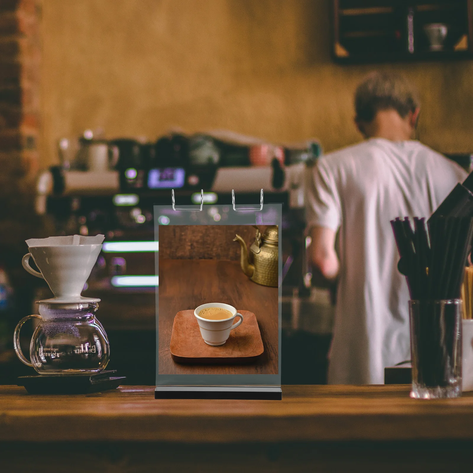 Menü-Display-Rack, transparenter Acryl-Schilderhalter im A4-Format, doppelseitiger Tischständer für Café, Teeladen, Poster-Display-Ständer