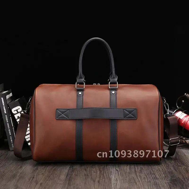 

Casual Leather Men's Big Crossbody Bag Man Large Capacity Travel Duffel Male Luggage Tote Carry Convenient Bags Weekend Bag On