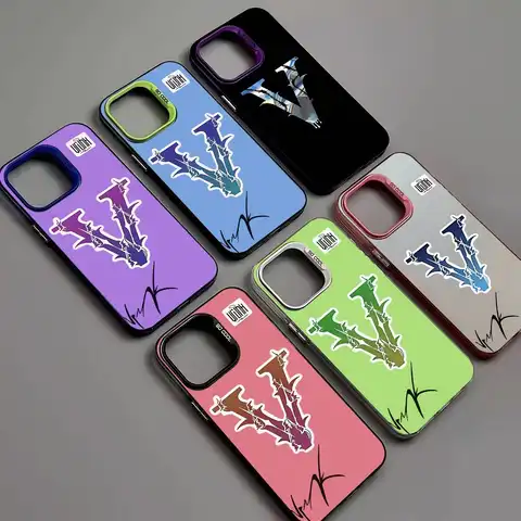 Fashion Luxury V-vrunks Phone Case For IPhone 17 16 Plus Pro Max 15 14 13 12 11 Matte Colorful Covers