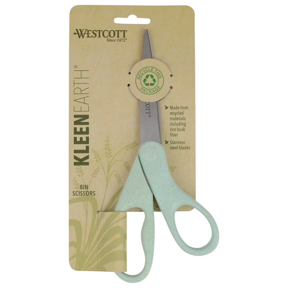 Eco-Friendly Crafting Scissors 3 Pack Recycled Rice Husks 8 Inch Stainless Steel Blades Lightweight Medium Duty Use Ideal Home