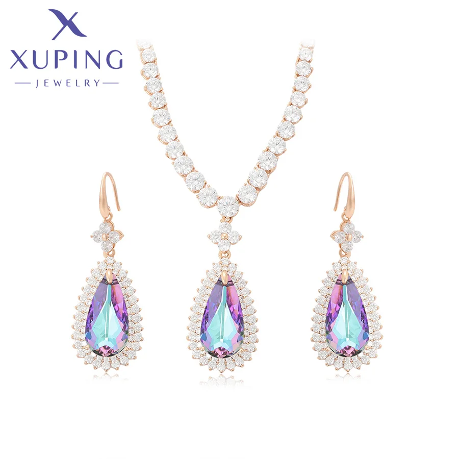 Xuping Jewelry Fashion Luxury Crystal Earrings and Necklace Jewelry Set for Women Wedding Gifts A00910438