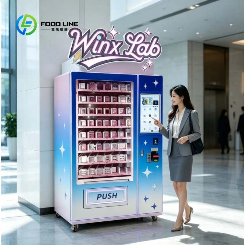 Customized Commercial Pink Beauty Vending Machine LED Lighting Self‑service Dispenser for Wig Cosmetics Retail Business