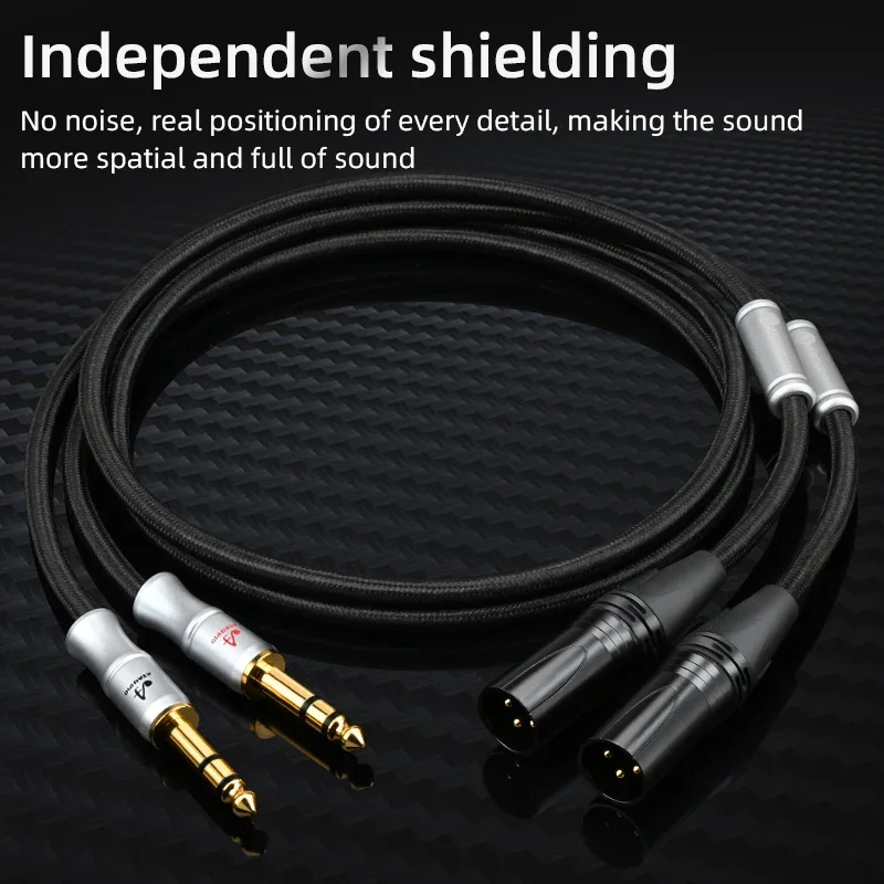 HiFi 6.5 to XLR Cable Hi-end 6N OFC Spiral Nerve Gold-Plated Plug Dual 6.5mm TRS to 2XLR Cable for Mixer Amplifier