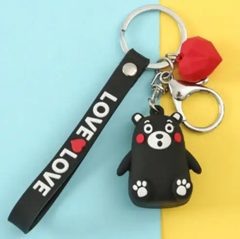 Japanese Anime Cartoon Kumamon Bear Wristband Keychain Key Chain Women Key Ring Chains Car Bag Charm Kids Toys