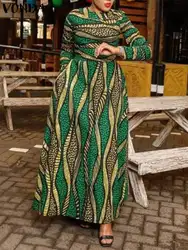 Plus Size 5xl Vonda Maxi kleid übergroße Frauen Bohemian Langarm Vintage bedruckte Sommerkleid Herbst lässig lose Vestidos