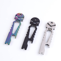 1pc Stainless Steel Tactical Keychain Pendant, Portable Pocket Skull Crowbar Keychain, Mini Bottle Opener Spanner