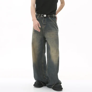 IEFB Summer Men's Denim Pants Old Blue Washed Male Jeans Straight Casual Menwear Loose Wide Leg Trousers New Fashion 9C354 2 IEFB Summer Men's Denim Pants Old Blue Washed Male Jeans Straight Casual Menwear Loose Wide Leg Trousers New Fashion 9C354 2
