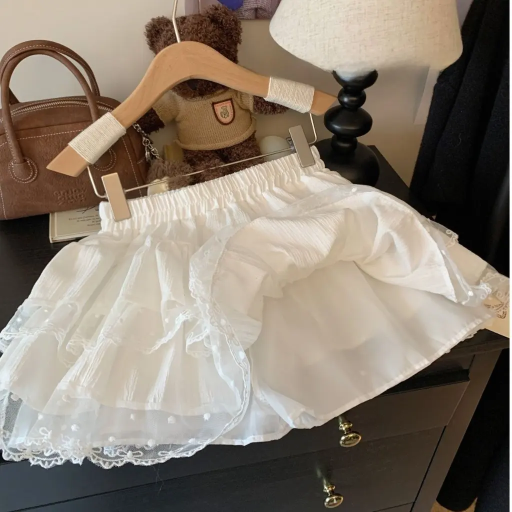 

Lace Puffy Cake High Waist Skirt for Women plus Size Slimming A-line Veil Skirt for Autumn Chubpy Girls