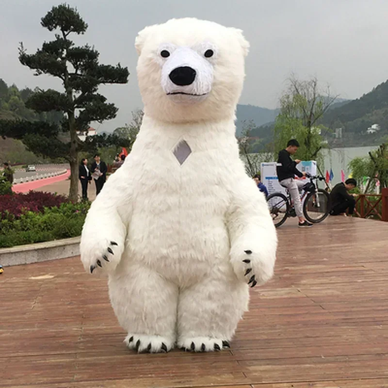 

10ft Giant Inflatable Polar Bear Costume Adult Blow Up Fur Plush Mascot Suit Animal Character Inflated Garment no battery