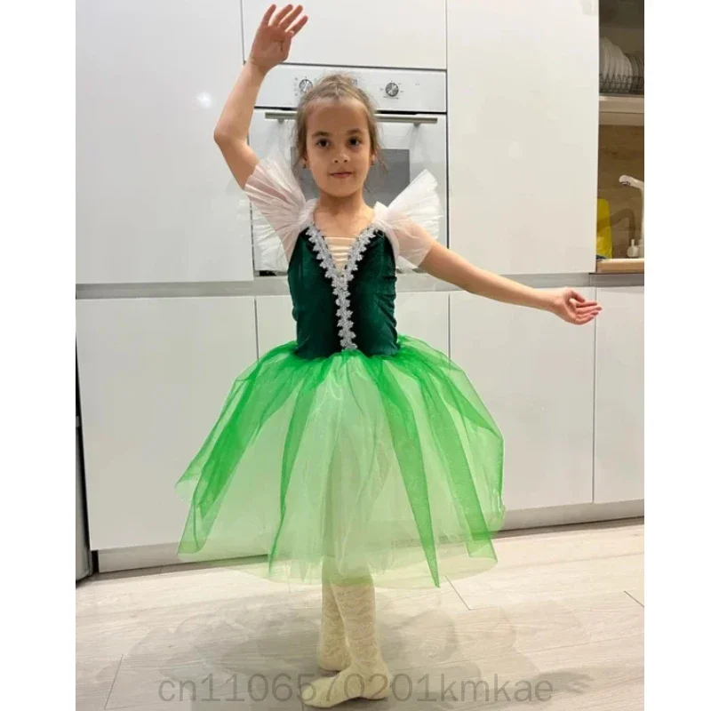 Velvet Sling Ballet Dress Long Romantic Tutu Skirt Girls Adult Ballerina Stage Performance Princess Dance Costume